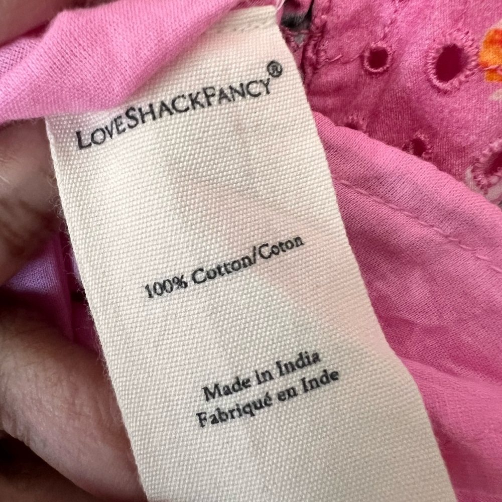 LoveShackFancy Altima Mini Dress Pink Floral Puff Sleeve 100% Cotton Medium - Picture 9 of 9